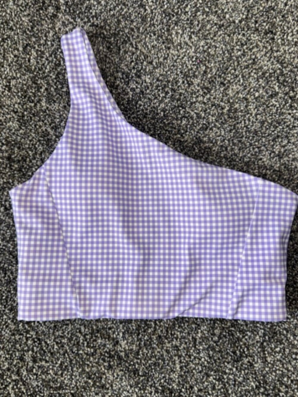 Shoulder Gingham Crop Top/Bra Purple White Size S